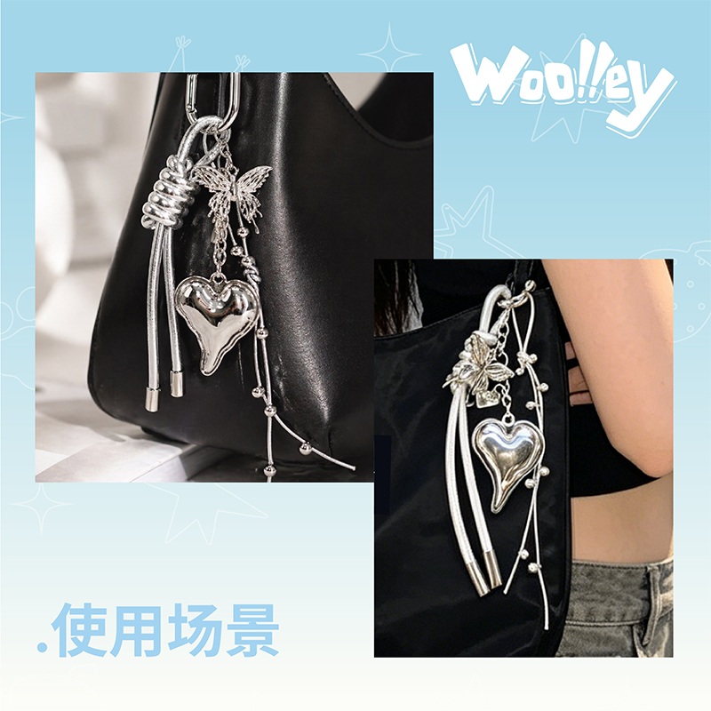 银色桃心挂链穿搭场景
